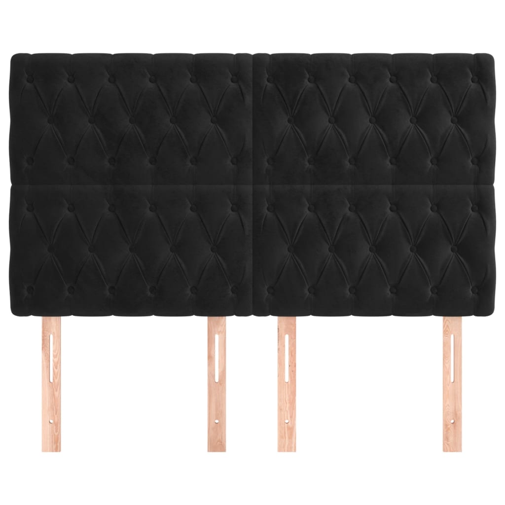 Têtes de lit 4 pcs Noir 80x7x78/88 cm Velours - XIOS