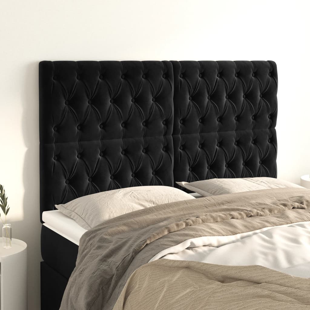 Têtes de lit 4 pcs Noir 80x7x78/88 cm Velours - XIOS