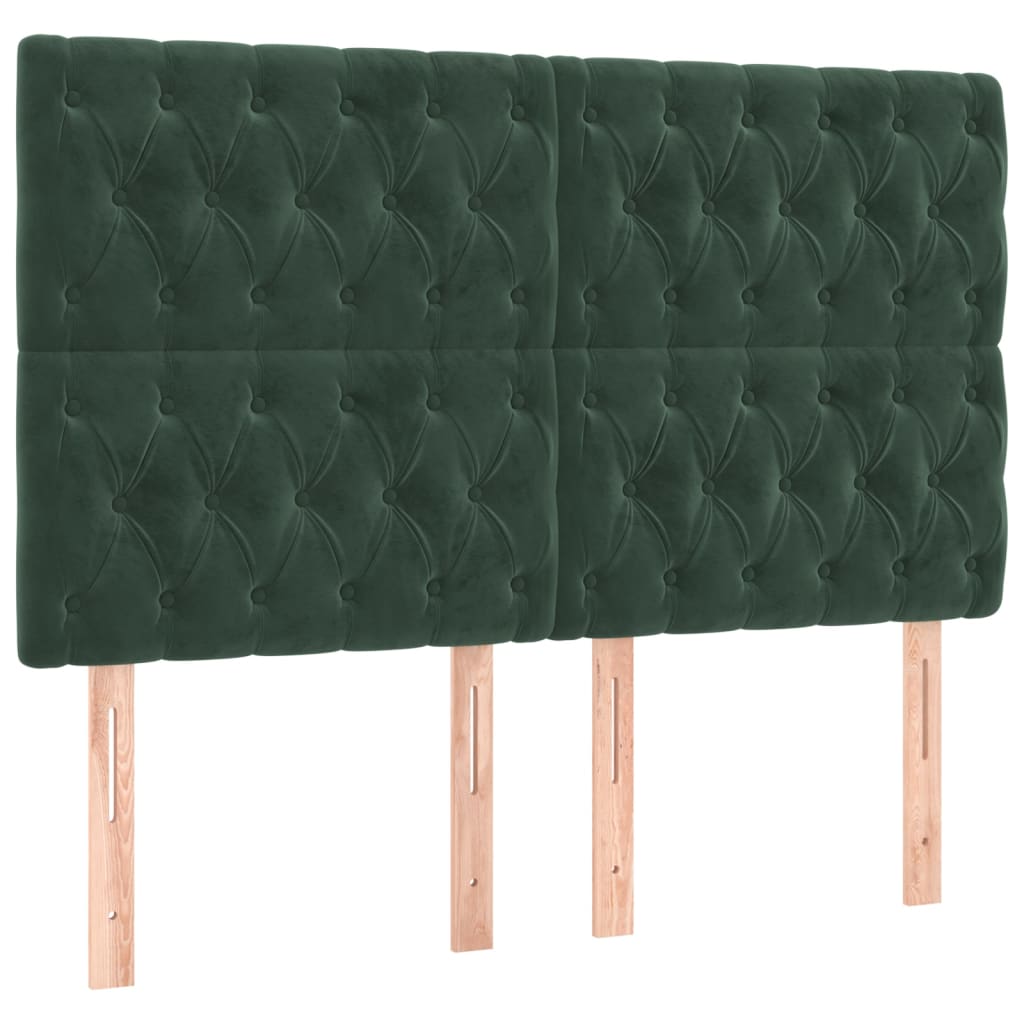 Têtes de lit 4 pcs Vert foncé 80x7x78/88 cm Velours Têtes et pieds de lit vidaXL