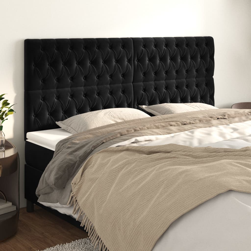 Têtes de lit 4 pcs Noir 90x7x78/88 cm Velours - XIOS