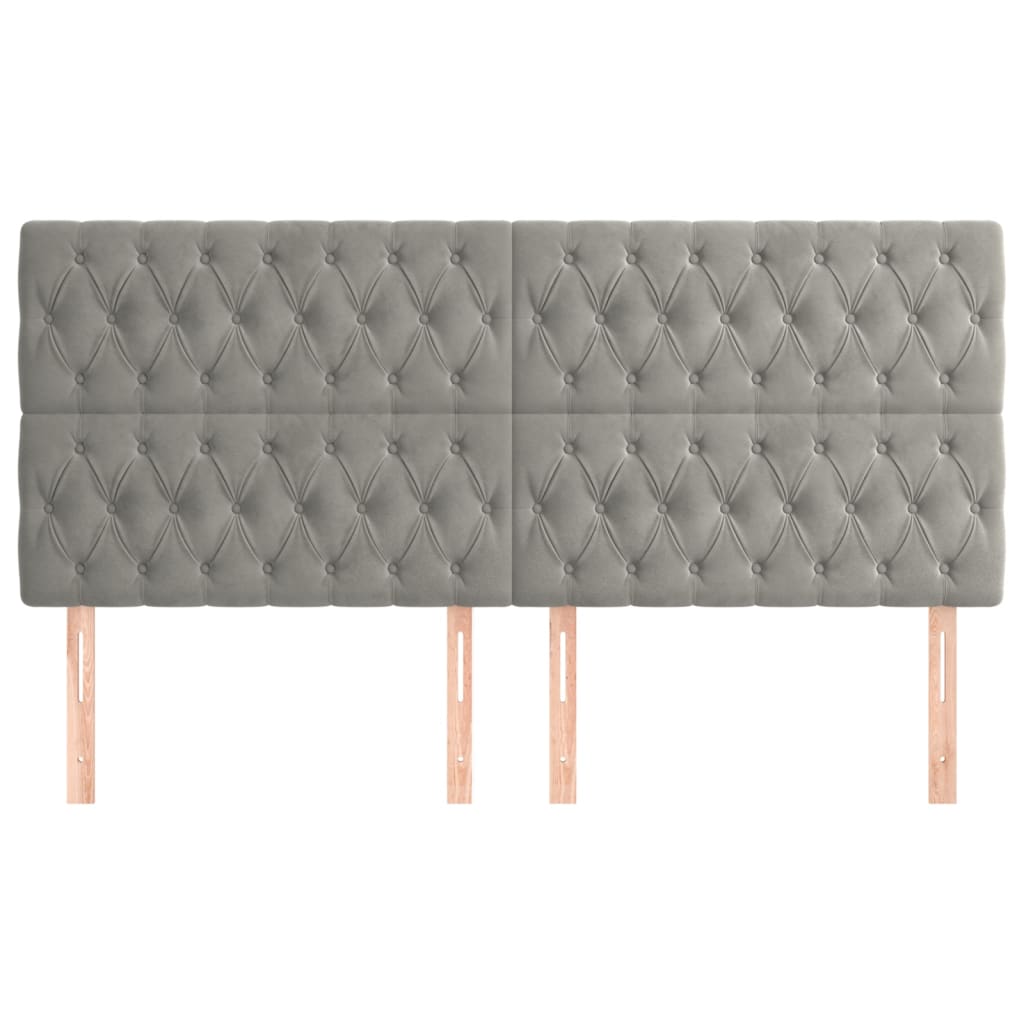 Têtes de lit 4 pcs Gris clair 100x7x78/88 cm Velours - XIOS