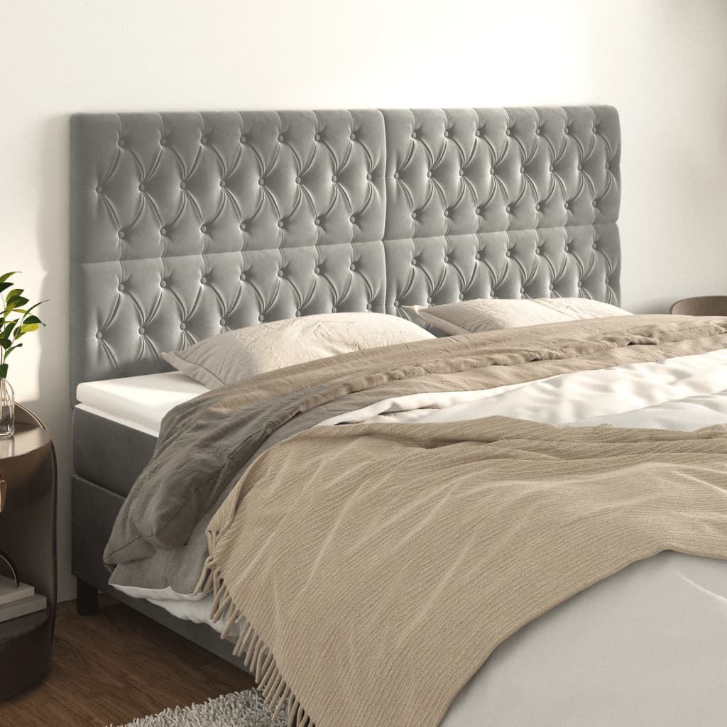 Têtes de lit 4 pcs Gris clair 100x7x78/88 cm Velours - XIOS
