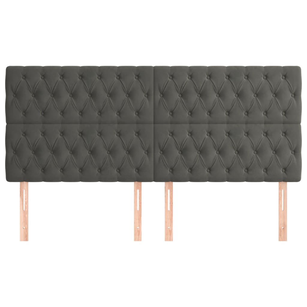 Têtes de lit 4 pcs Gris foncé 100x7x78/88 cm Velours - XIOS