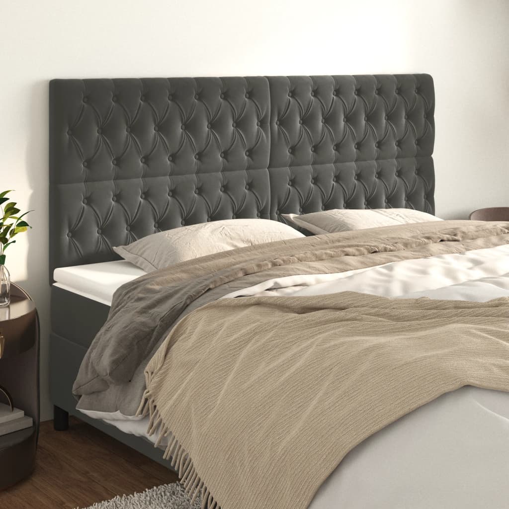 Têtes de lit 4 pcs Gris foncé 100x7x78/88 cm Velours - XIOS