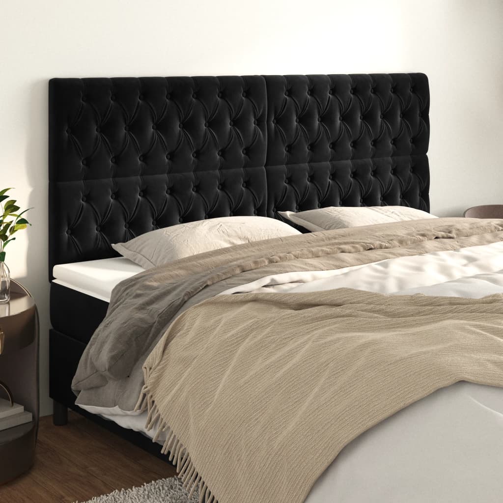 Têtes de lit 4 pcs Noir 100x7x78/88 cm Velours - XIOS