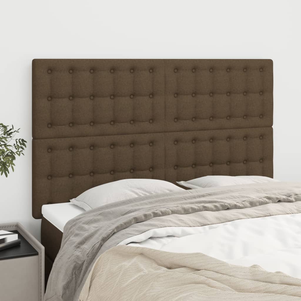 Têtes de lit 4 pcs Marron foncé 72x5x78/88 cm Tissu - XIOS