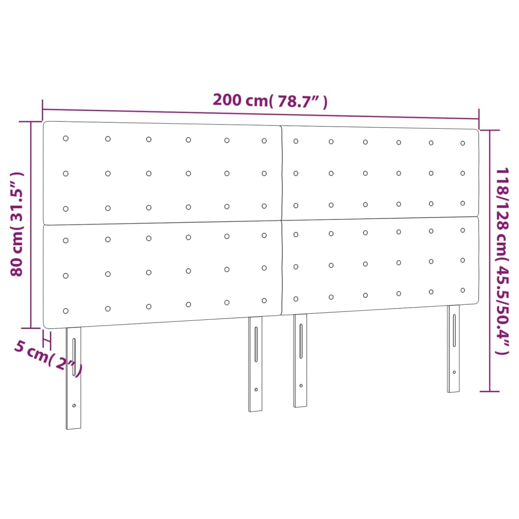 Têtes de lit 4 pcs Gris clair 100x5x78/88 cm Tissu - XIOS
