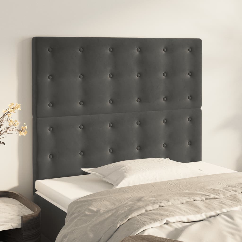 Têtes de lit 2 pcs Gris foncé 90x5x78/88 cm Velours - XIOS