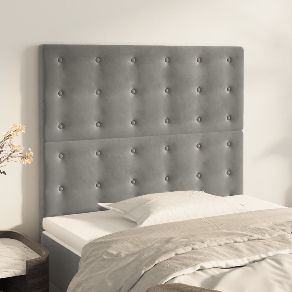 Têtes de lit 2 pcs Gris clair 100x5x78/88 cm Velours - XIOS