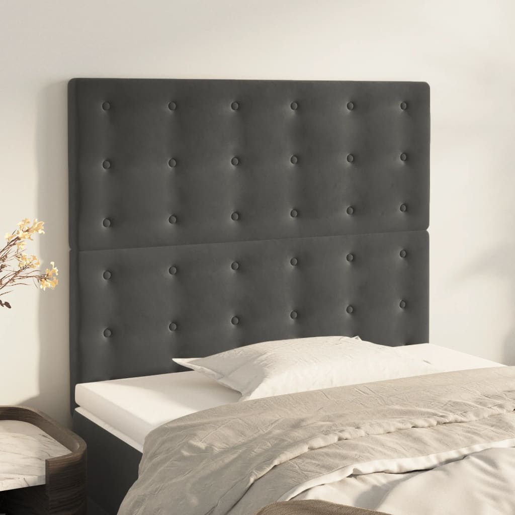 Têtes de lit 2 pcs Gris foncé 100x5x78/88 cm Velours - XIOS