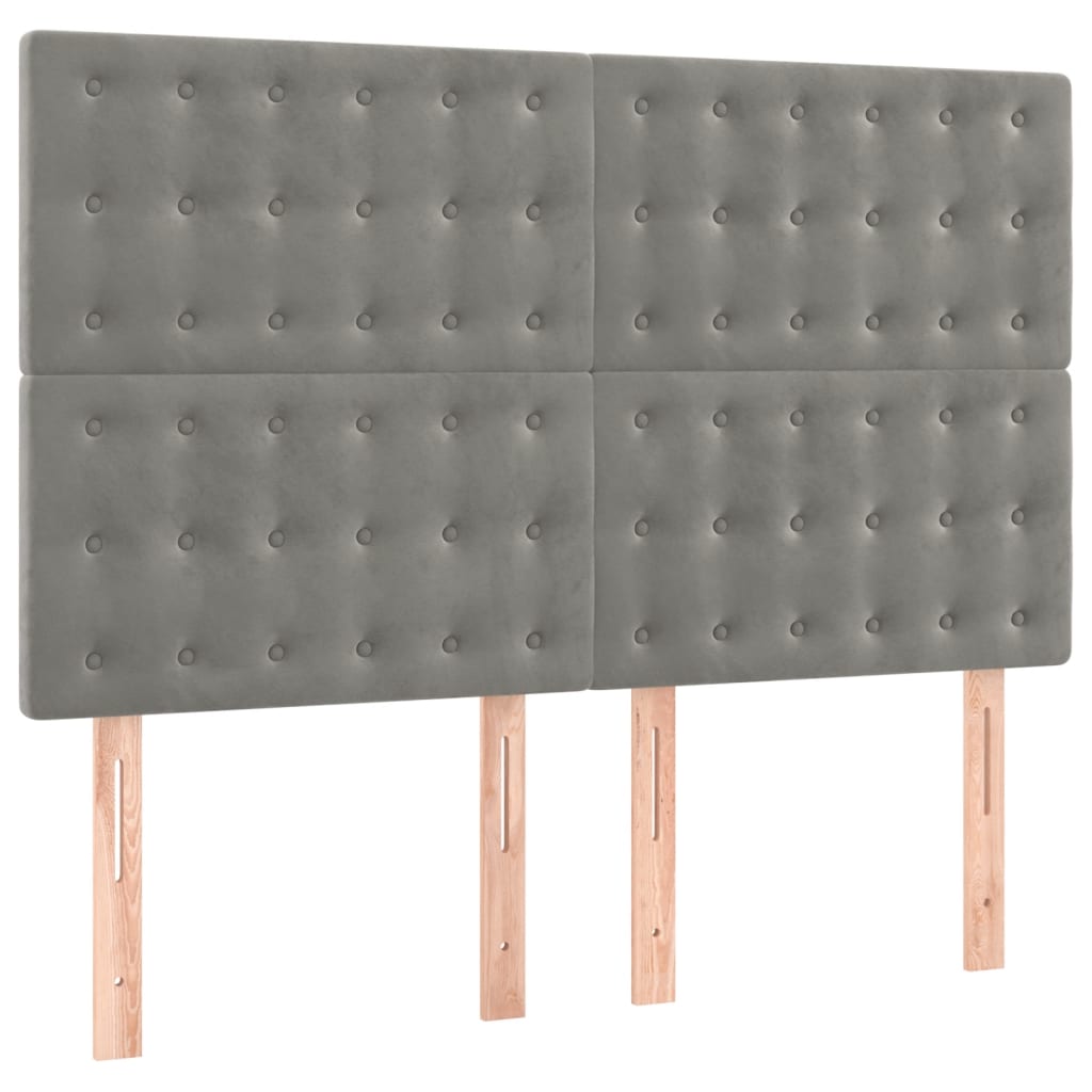 Têtes de lit 4 pcs Gris clair 72x5x78/88 cm Velours - XIOS
