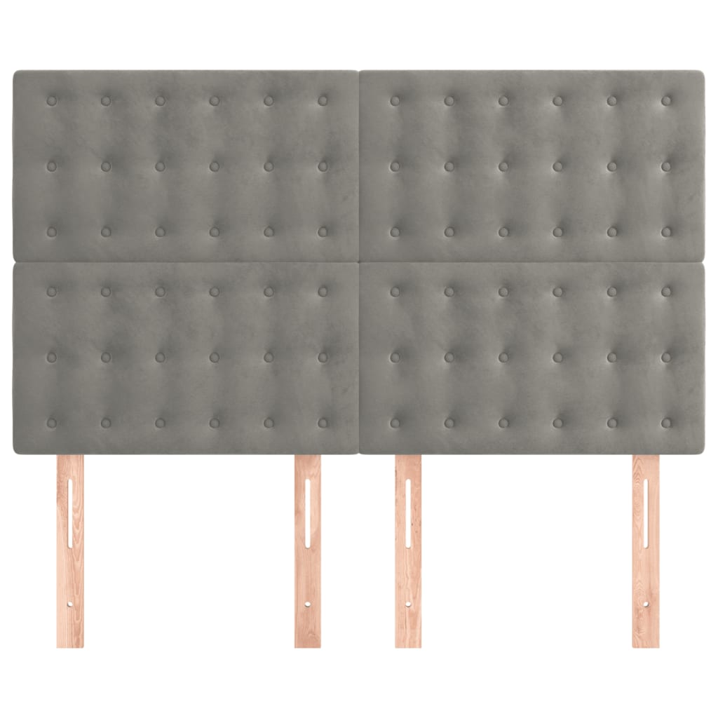 Têtes de lit 4 pcs Gris clair 72x5x78/88 cm Velours - XIOS
