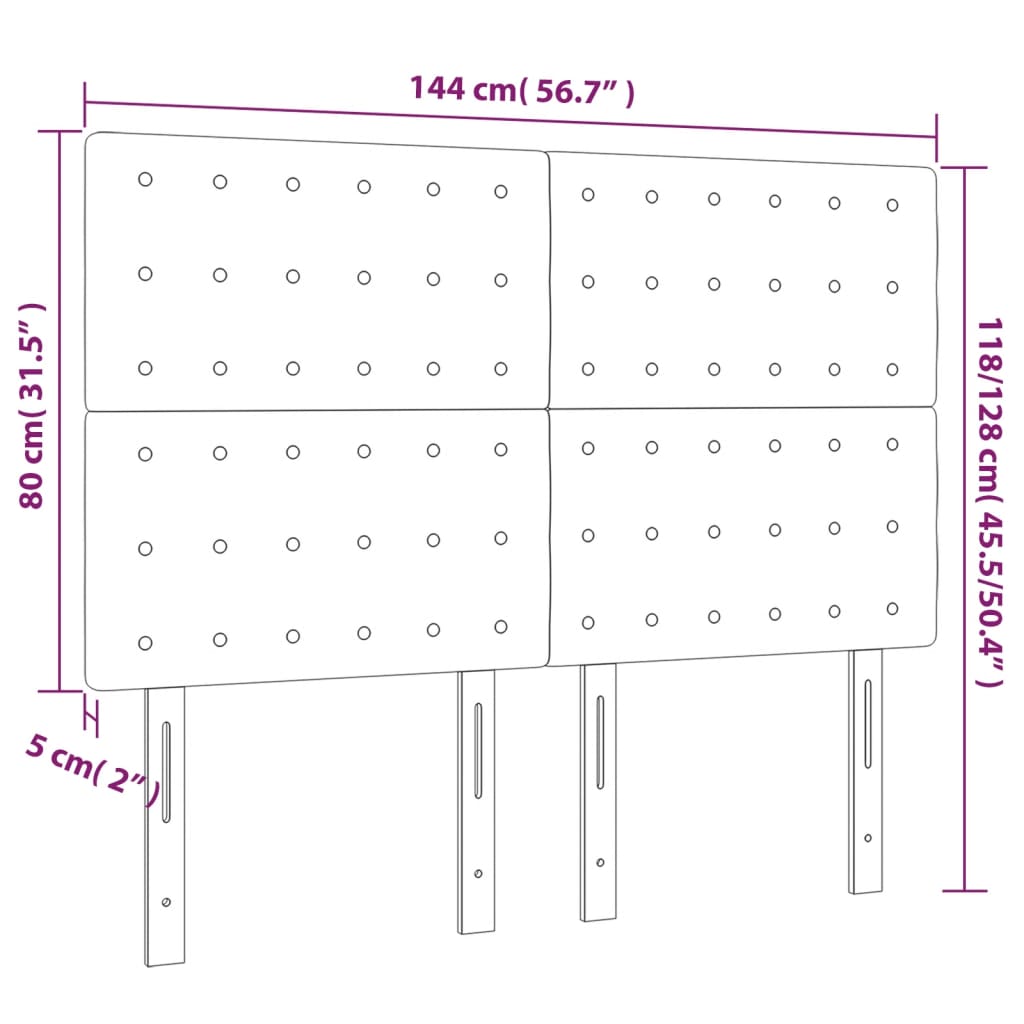 Têtes de lit 4 pcs Gris clair 72x5x78/88 cm Velours - XIOS