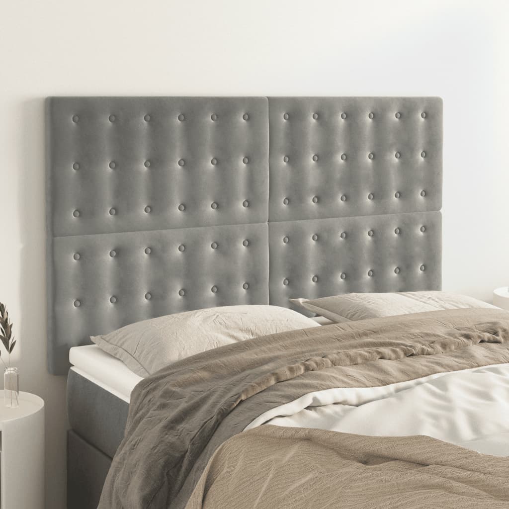 Têtes de lit 4 pcs Gris clair 72x5x78/88 cm Velours - XIOS