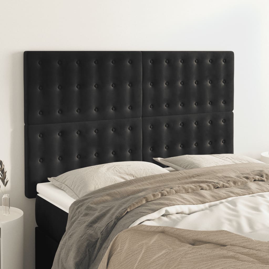 Tête de lit Noir 144x5x118/128 cm Velours - XIOS