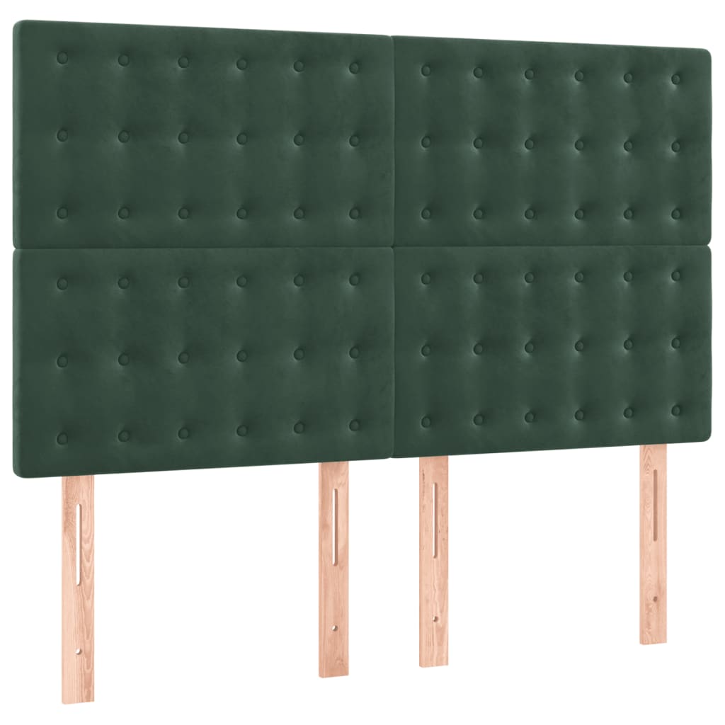 Têtes de lit 4 pcs Vert foncé 72x5x78/88 cm Velours - XIOS