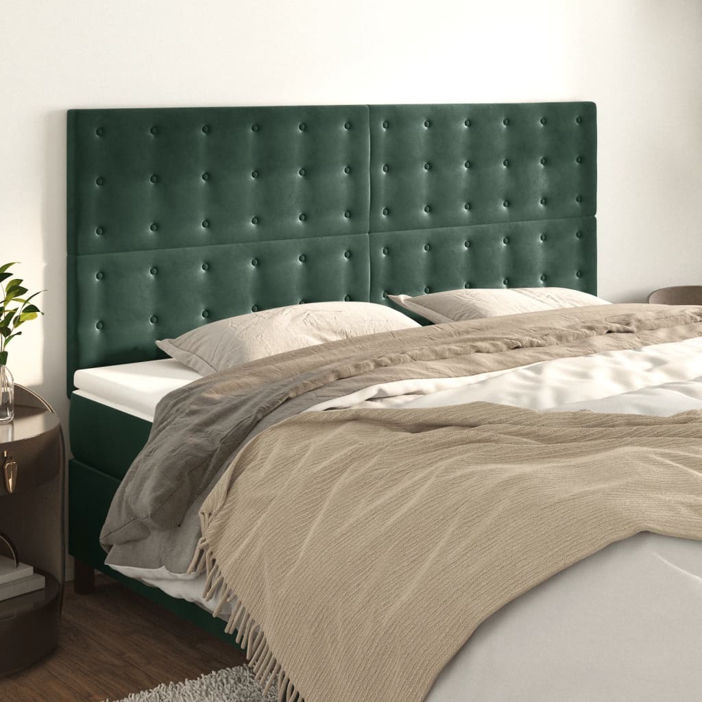 Têtes de lit 4 pcs Vert foncé 80x5x78/88 cm Velours - XIOS
