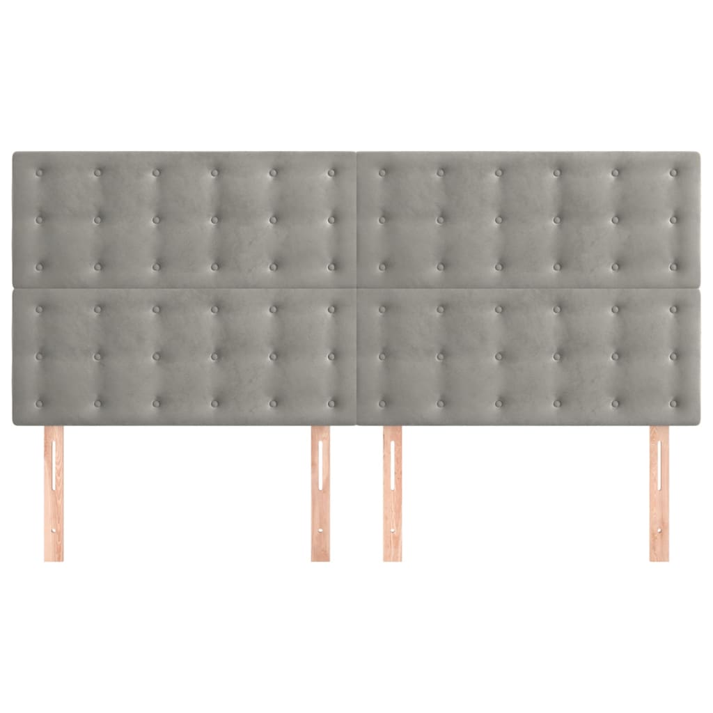 Têtes de lit 4 pcs Gris clair 90x5x78/88 cm Velours - XIOS
