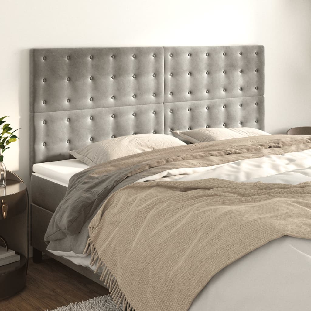 Têtes de lit 4 pcs Gris clair 90x5x78/88 cm Velours - XIOS