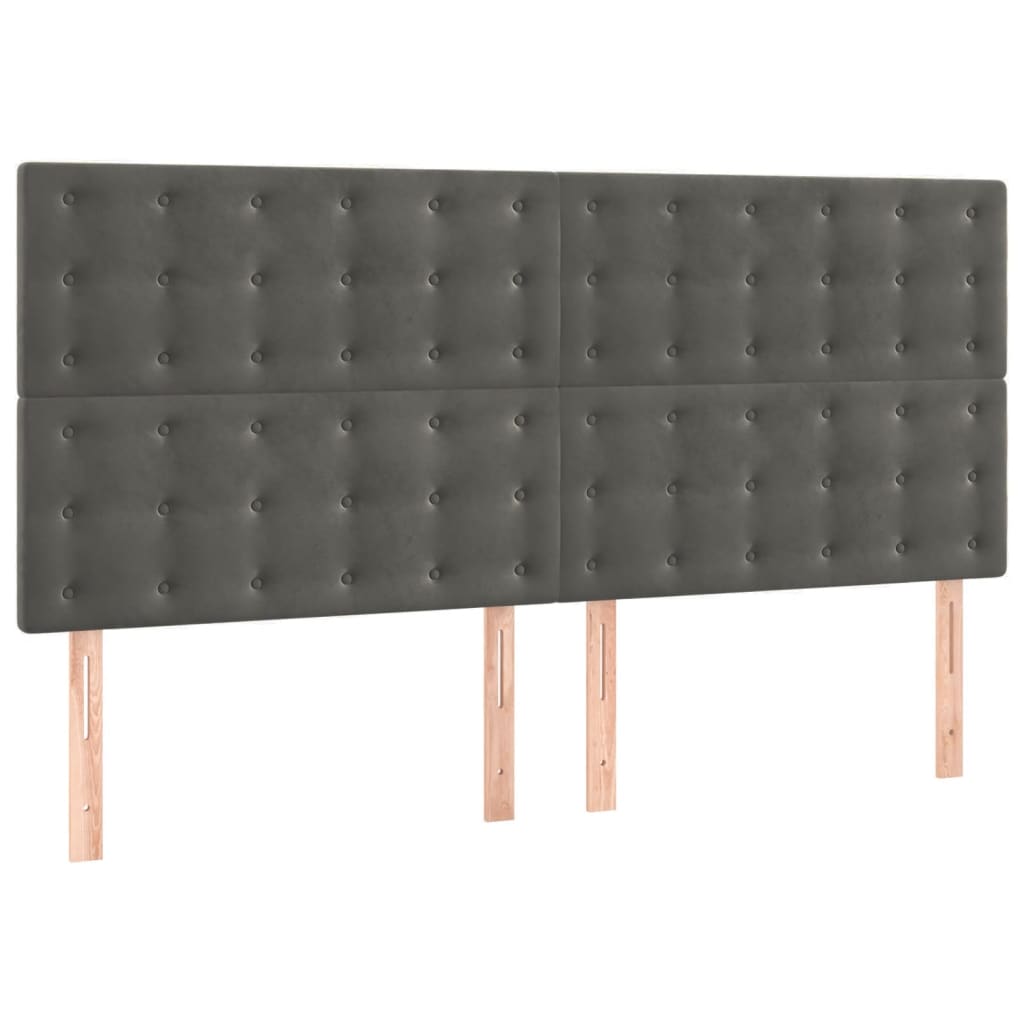 Têtes de lit 4 pcs Gris foncé 90x5x78/88 cm Velours - XIOS