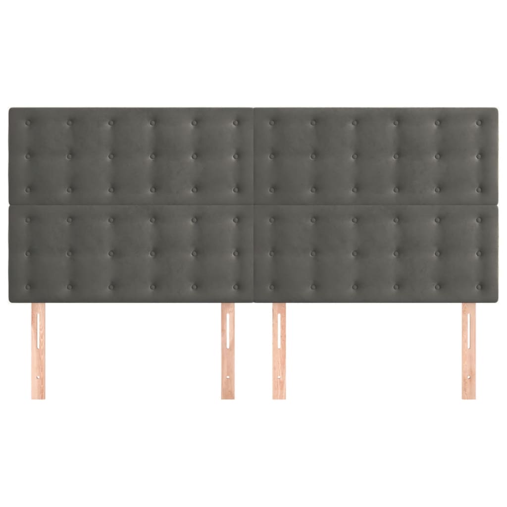 Têtes de lit 4 pcs Gris foncé 90x5x78/88 cm Velours - XIOS