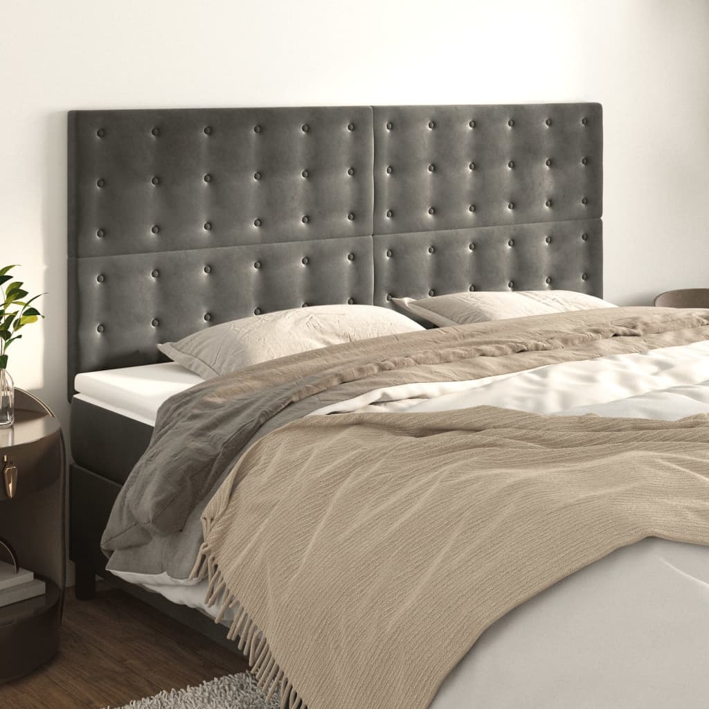 Têtes de lit 4 pcs Gris foncé 90x5x78/88 cm Velours - XIOS