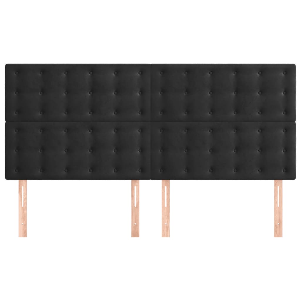 Têtes de lit 4 pcs Noir 90x5x78/88 cm Velours - XIOS
