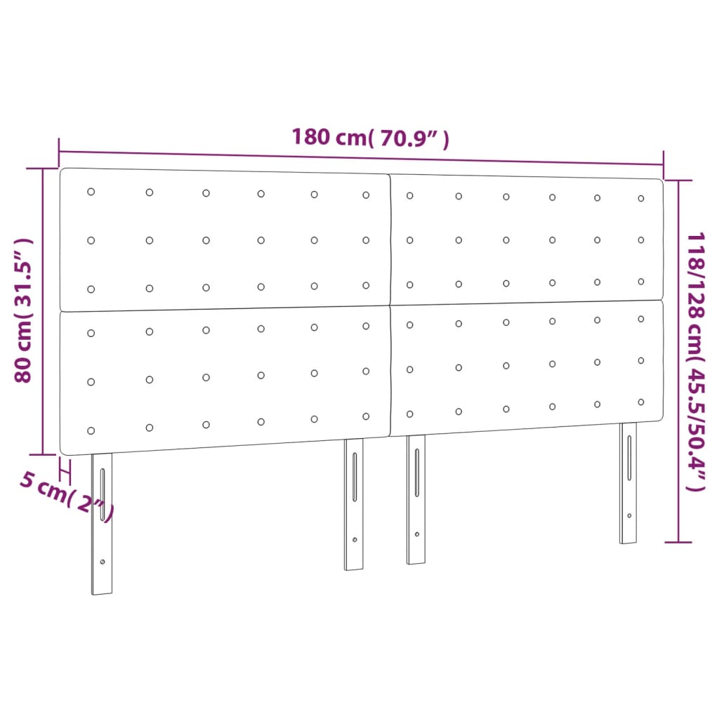 Têtes de lit 4 pcs Noir 90x5x78/88 cm Velours - XIOS