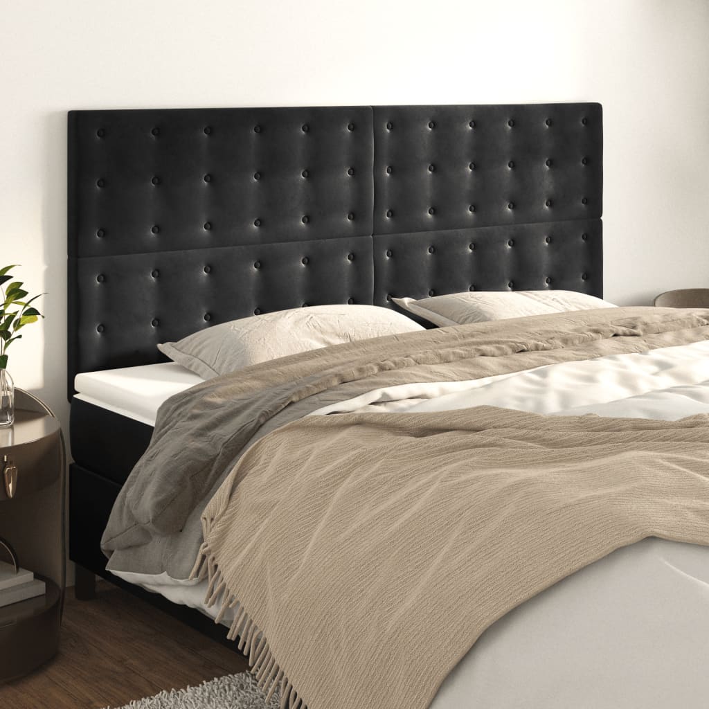 Têtes de lit 4 pcs Noir 90x5x78/88 cm Velours - XIOS