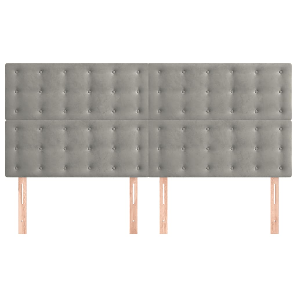 Têtes de lit 4 pcs Gris clair 100x5x78/88 cm Velours - XIOS