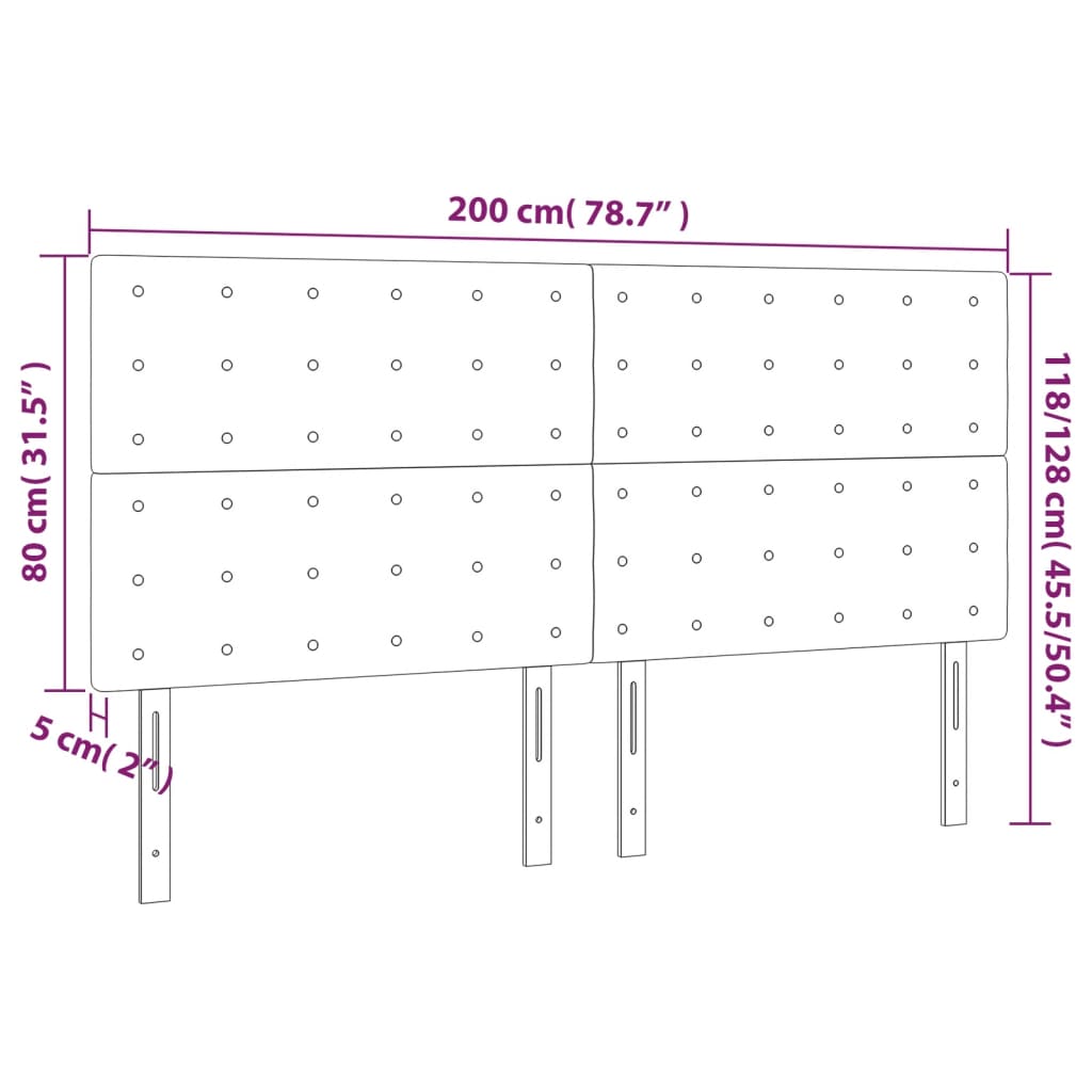 Têtes de lit 4 pcs Gris clair 100x5x78/88 cm Velours - XIOS