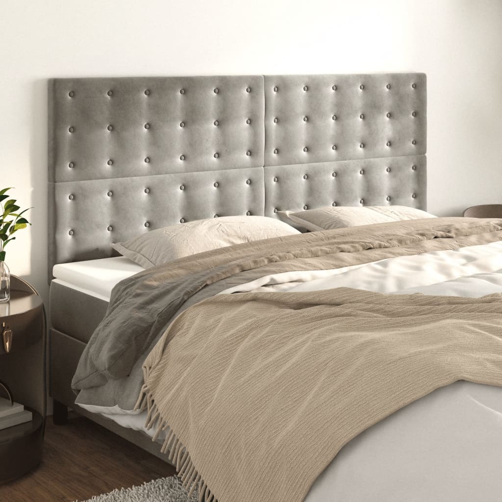 Têtes de lit 4 pcs Gris clair 100x5x78/88 cm Velours - XIOS