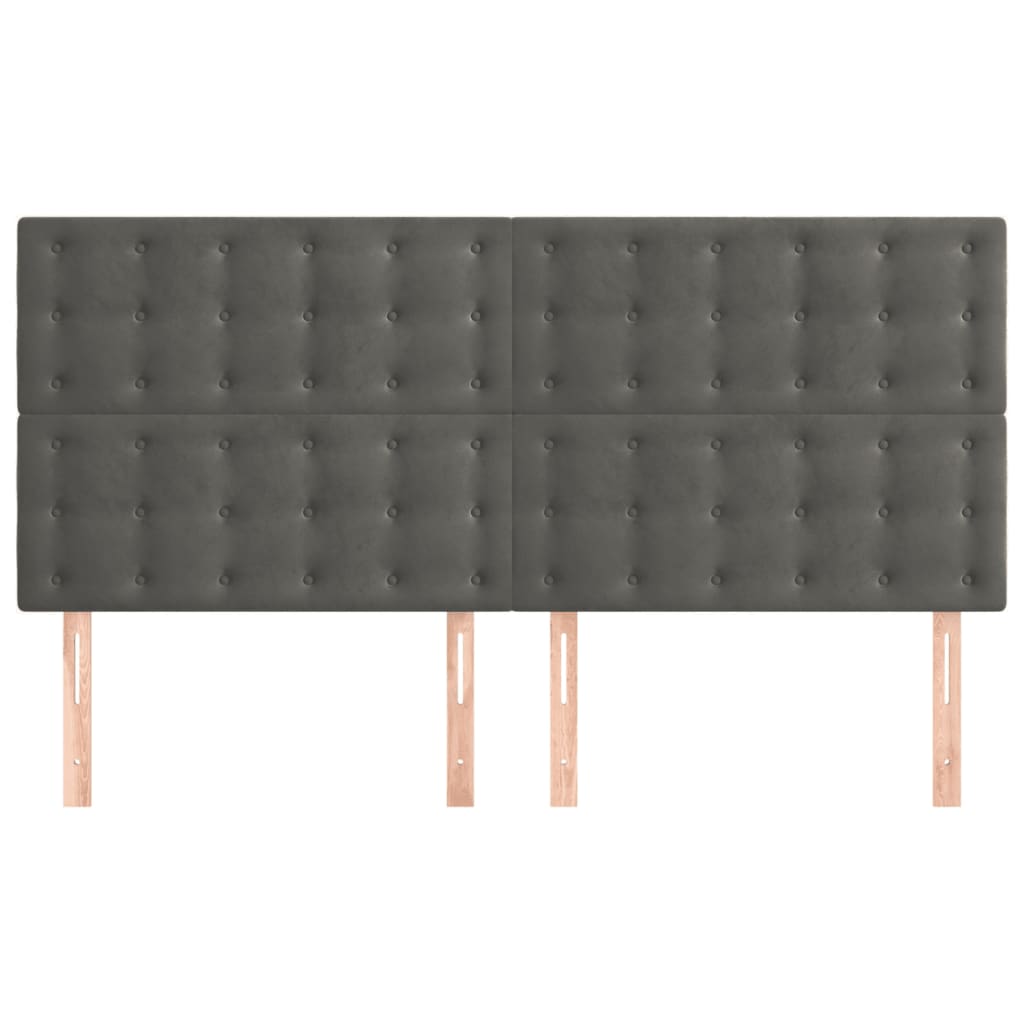 Têtes de lit 4 pcs Gris foncé 100x5x78/88 cm Velours - XIOS