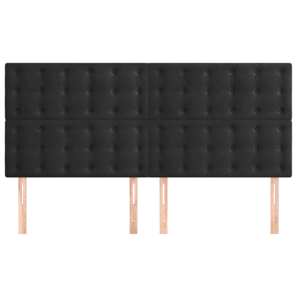 Têtes de lit 4 pcs Noir 100x5x78/88 cm Velours - XIOS