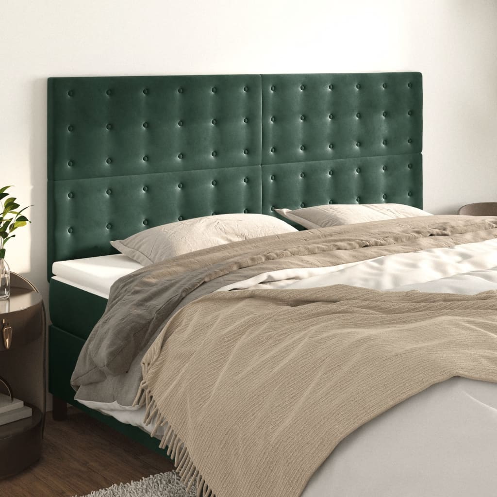 Têtes de lit 4 pcs Vert foncé 100x5x78/88 cm Velours - XIOS