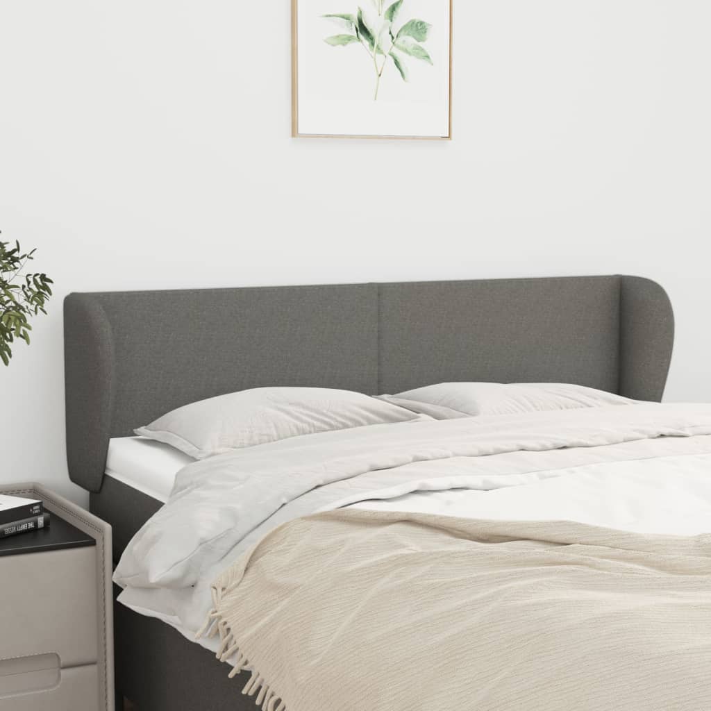Tête de lit avec oreilles Gris foncé 147x23x78/88 cm Tissu - XIOS