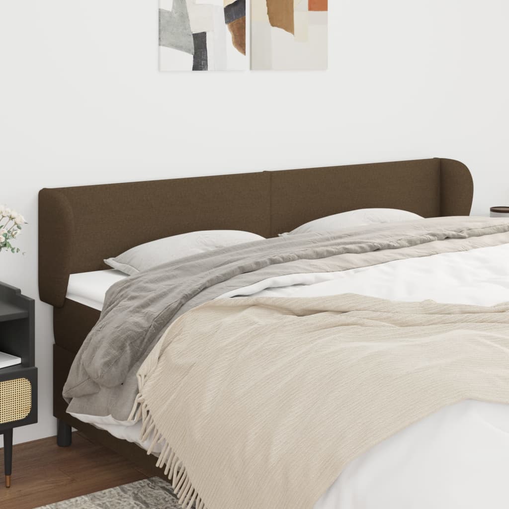 Tête de lit avec oreilles Marron foncé 183x23x78/88 cm Tissu Têtes et pieds de lit vidaXL