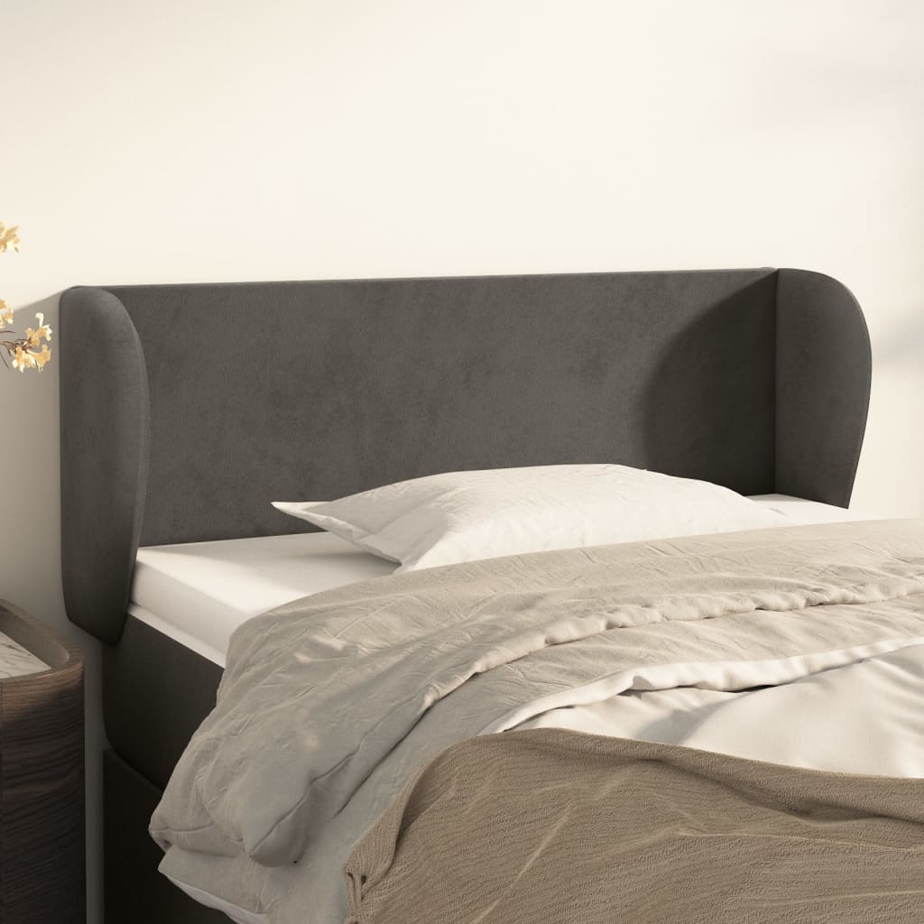 Tête de lit avec oreilles Gris foncé 93x23x78/88 cm Velours - XIOS