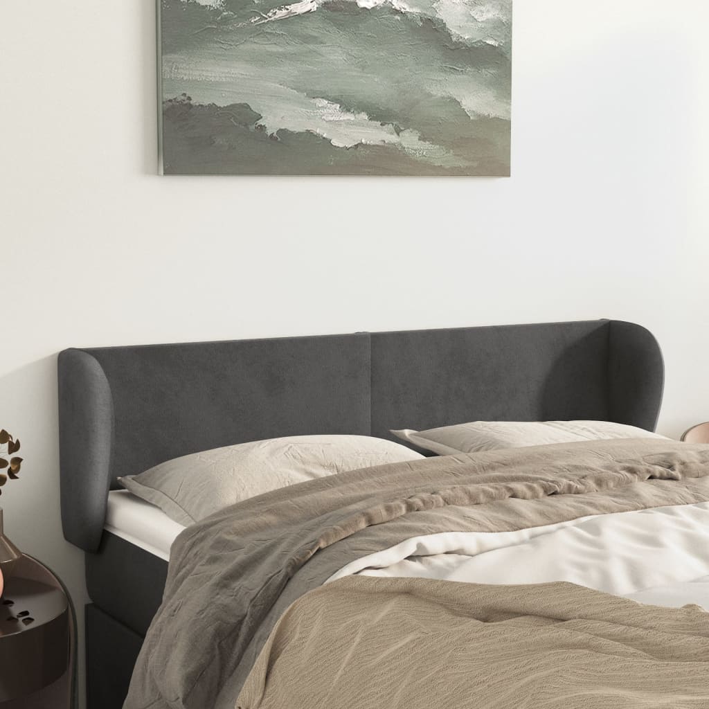 Tête de lit avec oreilles Gris foncé 147x23x78/88 cm Velours - XIOS
