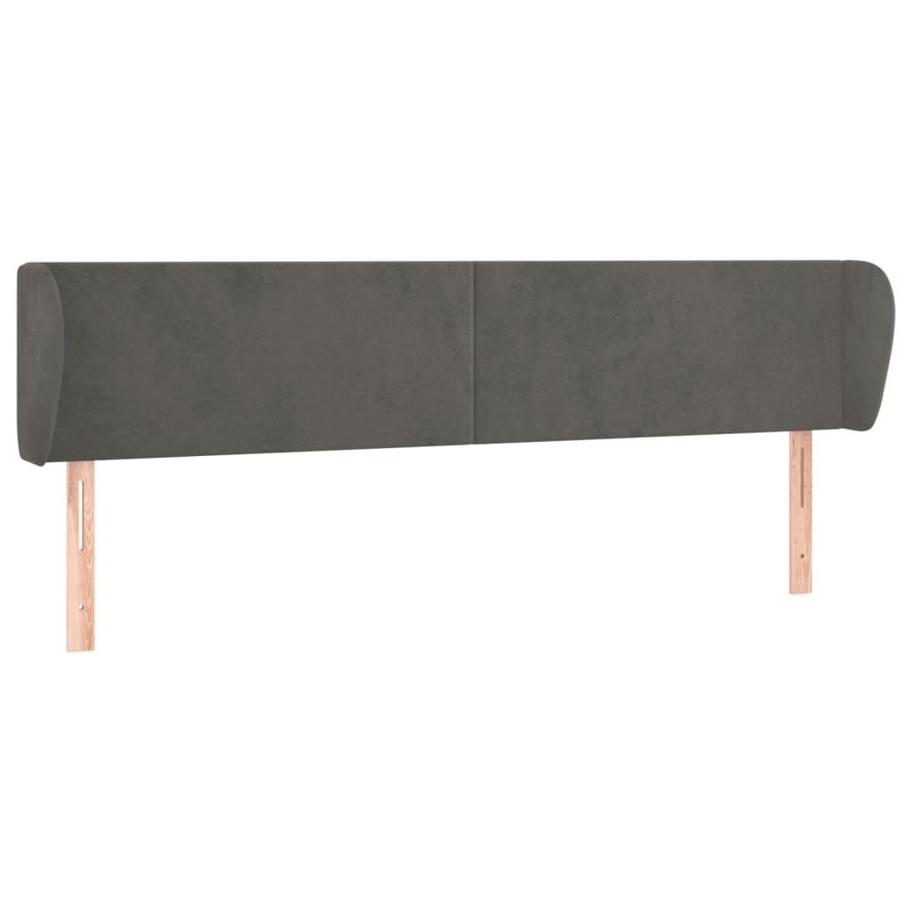 Tête de lit avec oreilles Gris foncé 163x23x78/88 cm Velours - XIOS