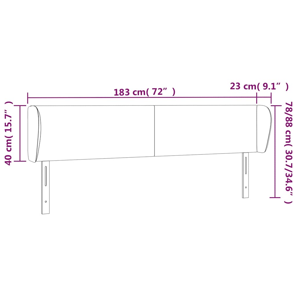 Tête de lit avec oreilles Vert foncé 183x23x78/88 cm Velours - XIOS