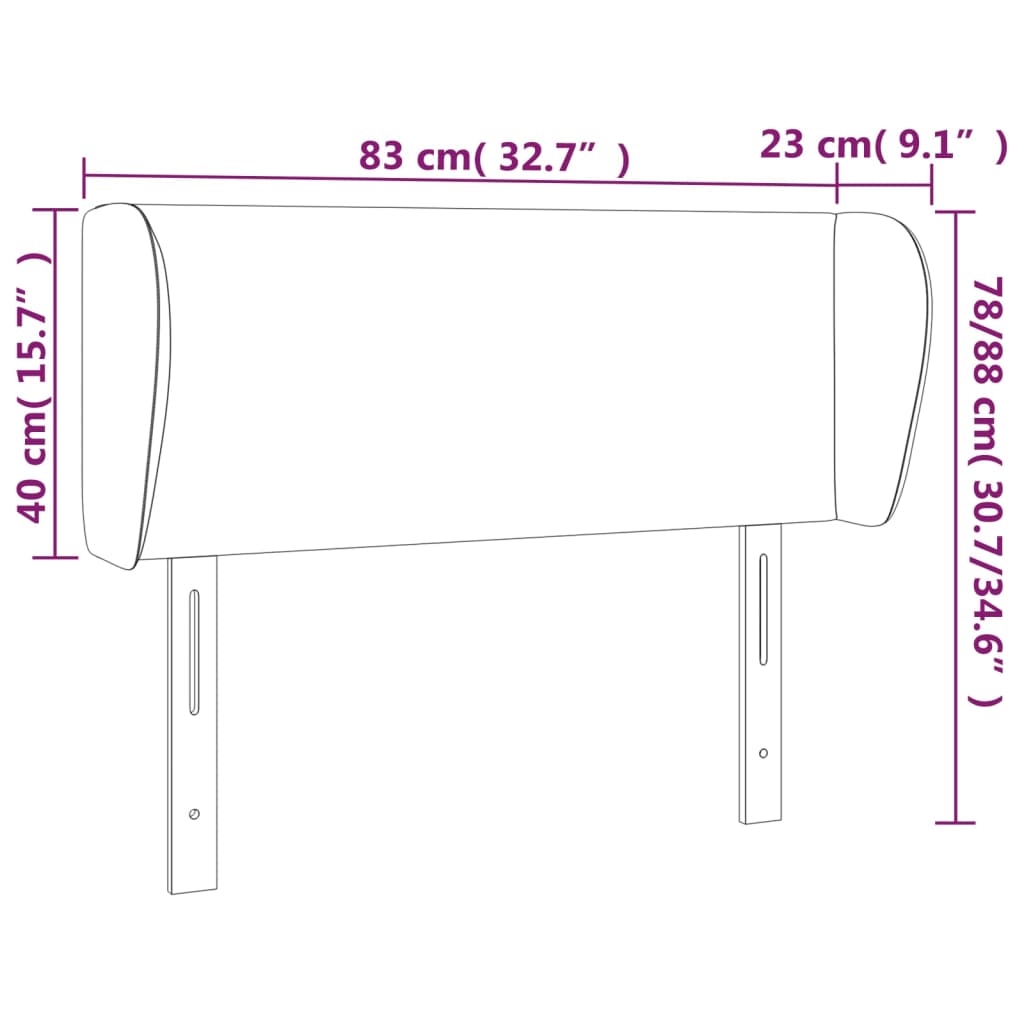 Tête de lit avec oreilles Gris 83x23x78/88 cm Similicuir Têtes et pieds de lit vidaXL
