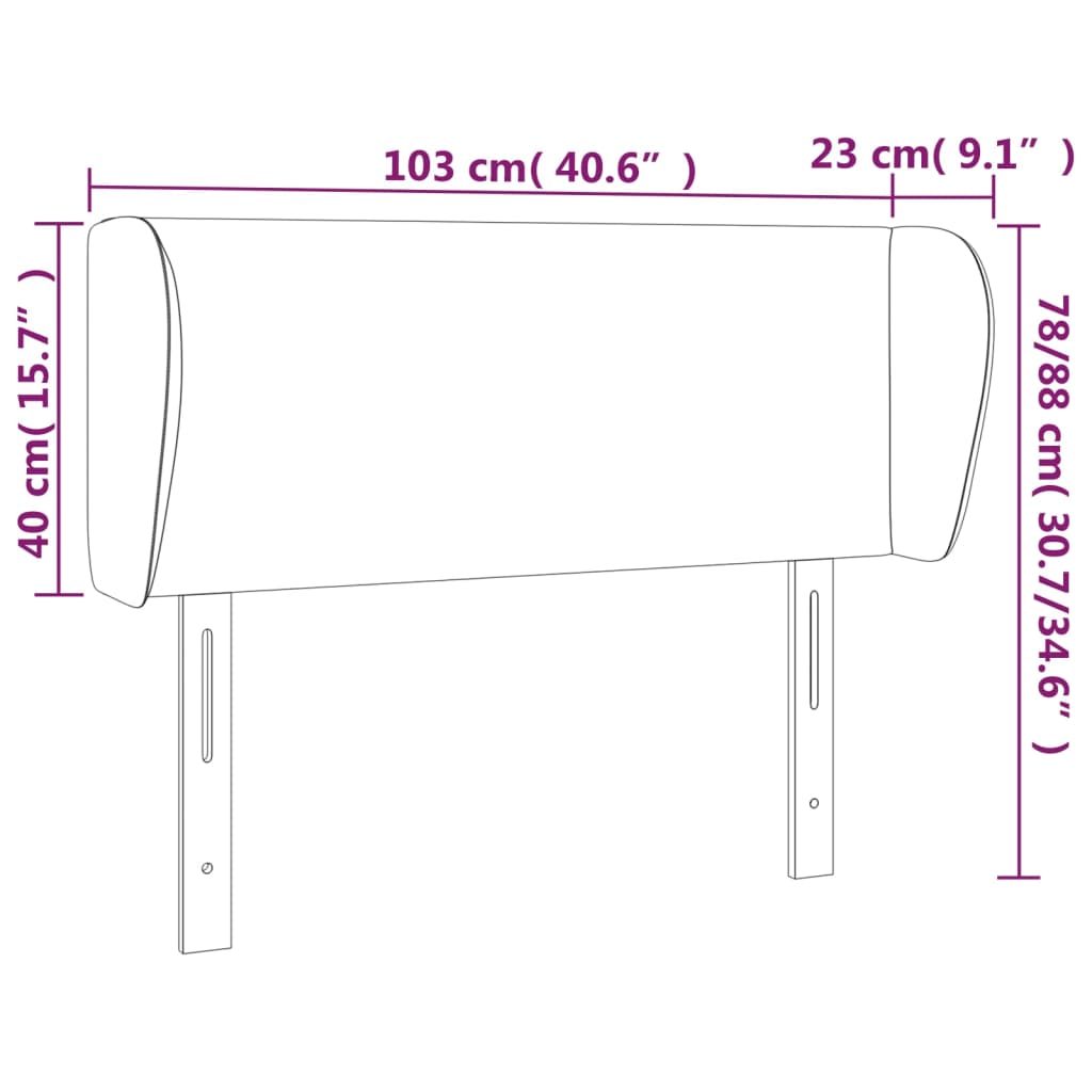 Tête de lit avec oreilles Gris 103x23x78/88 cm Similicuir Têtes et pieds de lit vidaXL
