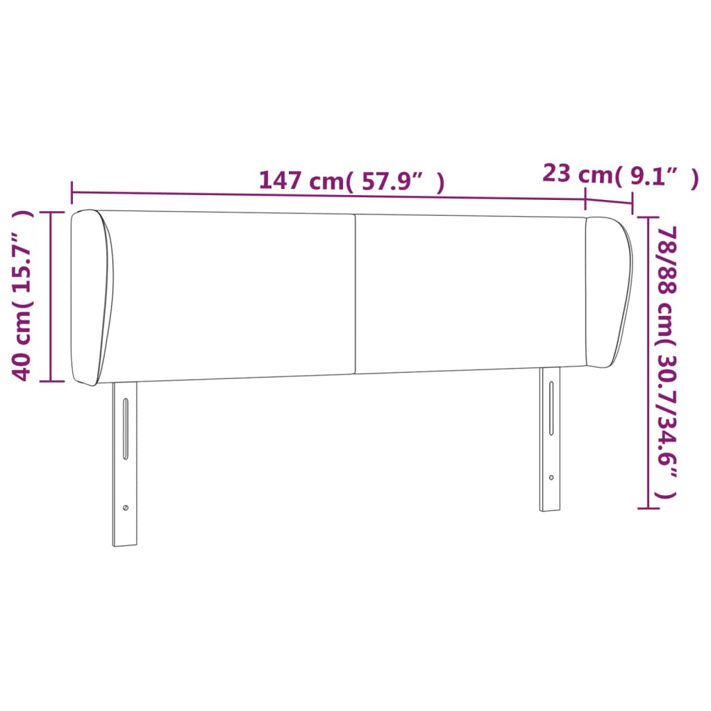 Tête de lit avec oreilles Gris 147x23x78/88 cm Similicuir Têtes et pieds de lit vidaXL