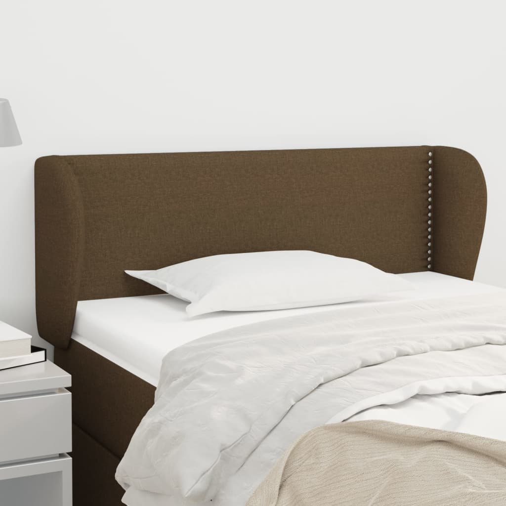Tête de lit avec oreilles Marron foncé 103x23x78/88 cm Tissu Têtes et pieds de lit vidaXL