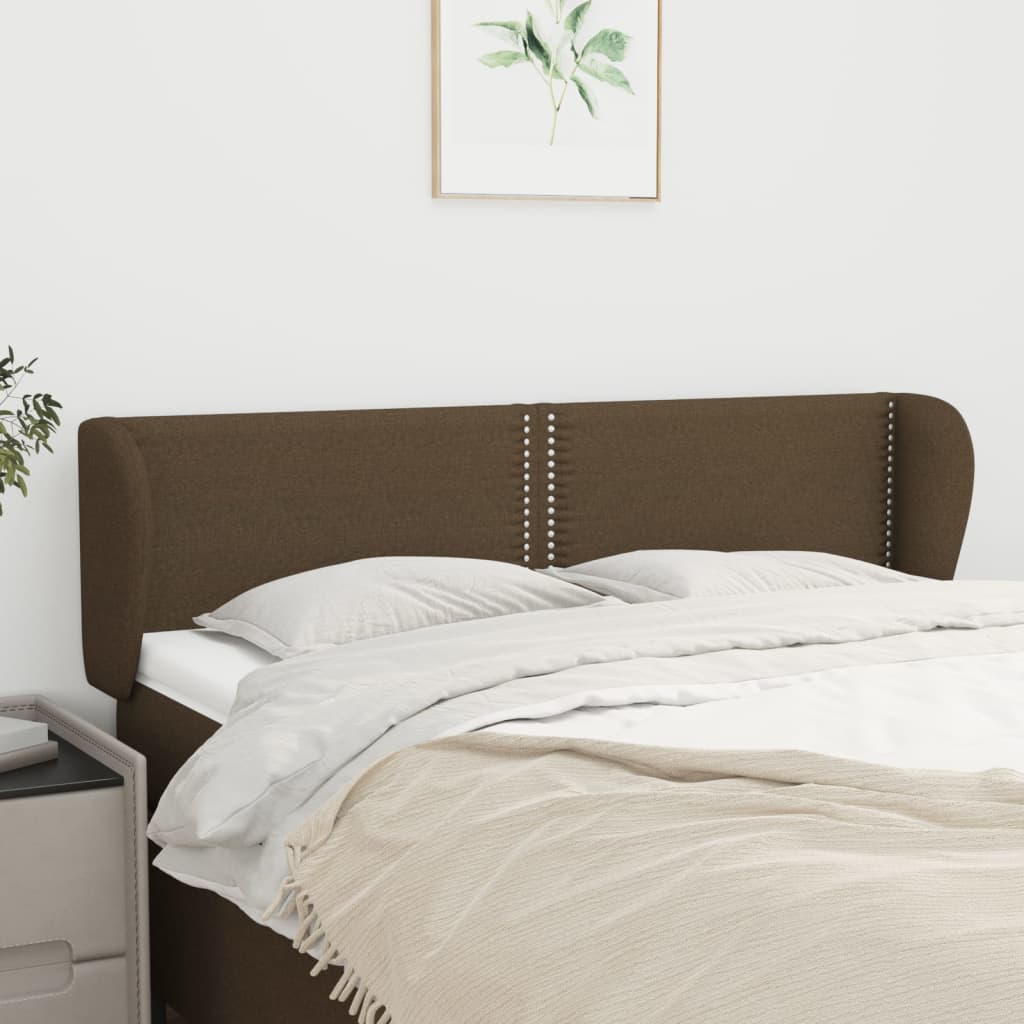 Tête de lit avec oreilles Marron foncé 147x23x78/88 cm Tissu Têtes et pieds de lit vidaXL