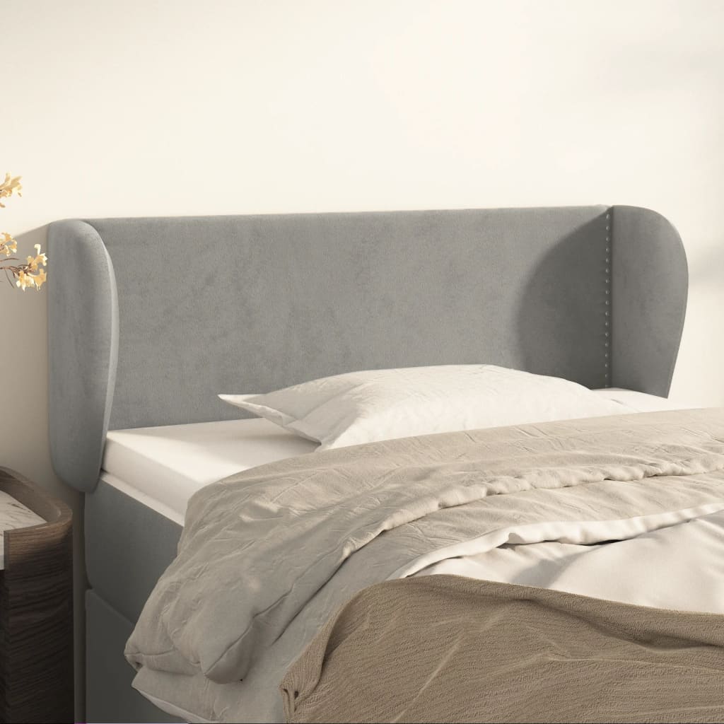 Tête de lit avec oreilles Gris clair 93x23x78/88 cm Velours - XIOS