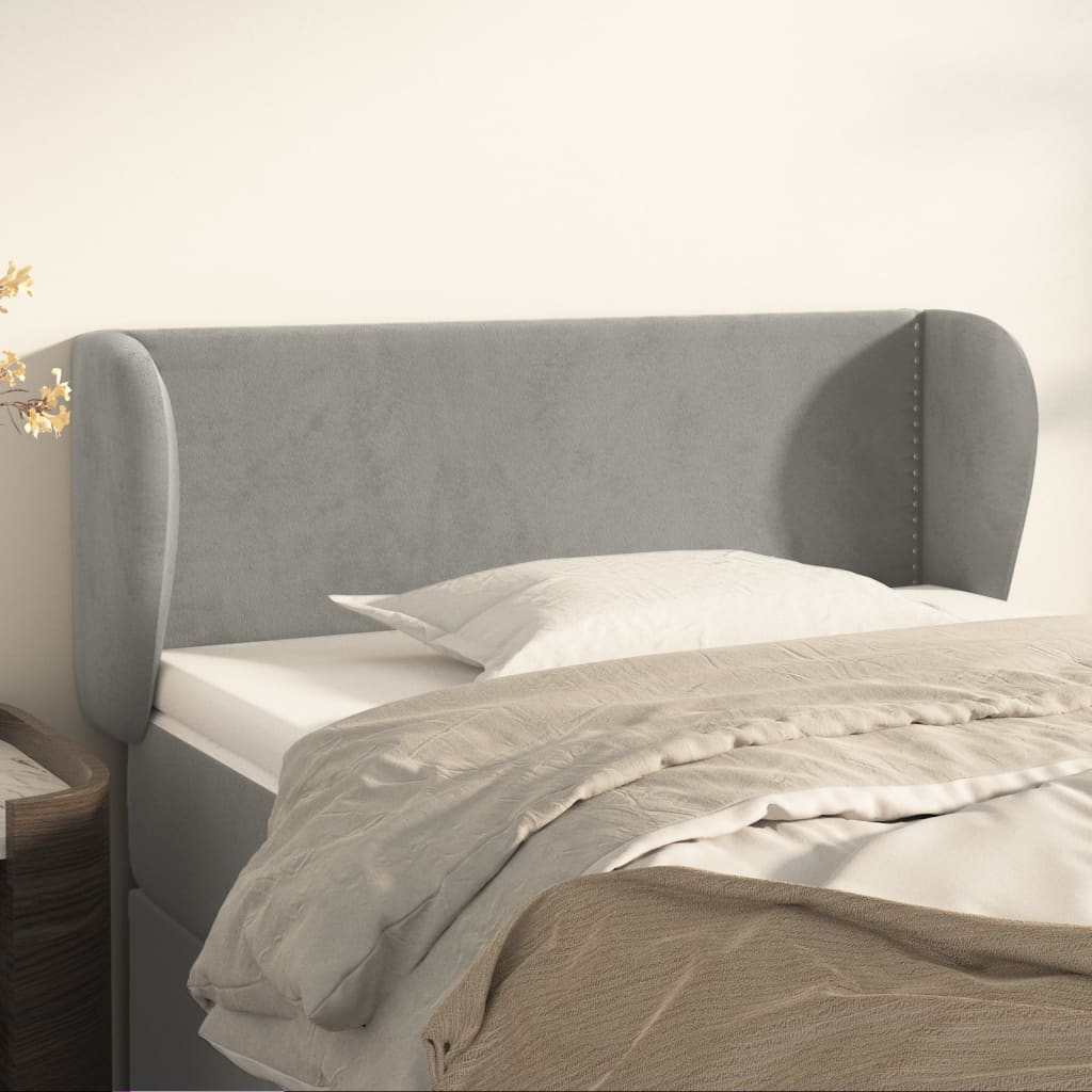 Tête de lit avec oreilles Gris clair 103x23x78/88 cm Velours - XIOS