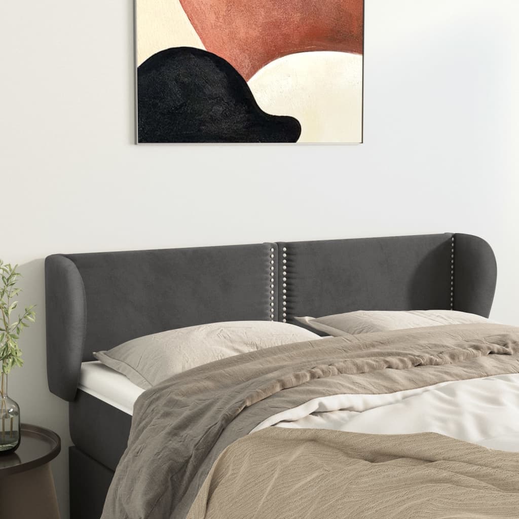 Tête de lit avec oreilles Gris foncé 147x23x78/88 cm Velours - XIOS