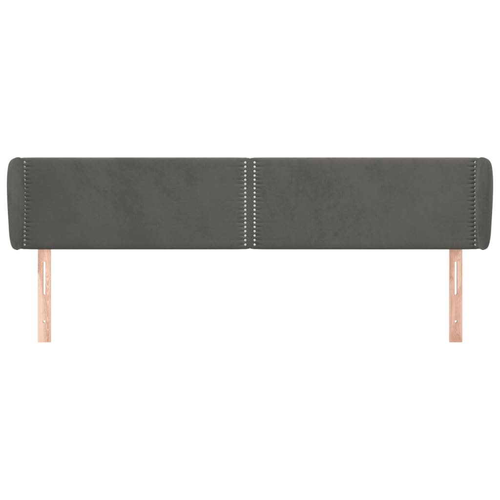 Tête de lit avec oreilles Gris foncé 183x23x78/88 cm Velours - XIOS